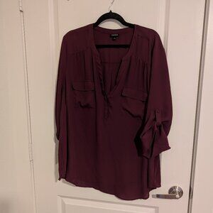 Torrid Harper Georgette pullover blouse in a burgundy size 3.